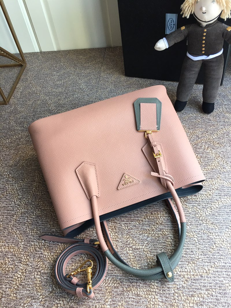 Prada Double Saffiano Leather Bag Shoulder Bag Pink 1BG775